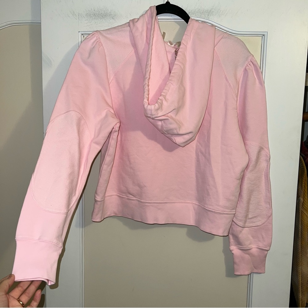 NWT LoveShackFancy Kirby Pink Opal Hoodie with Contrast Elbow Details - Picture 3 of 12